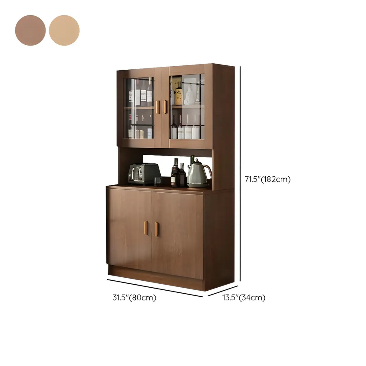 Classic Wooden Dining Room Brown Hutch Wine Cabinet 