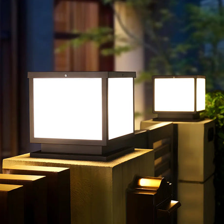 Classical Cube Metal Outdoor LED Pathway Table Lamp Image - 1