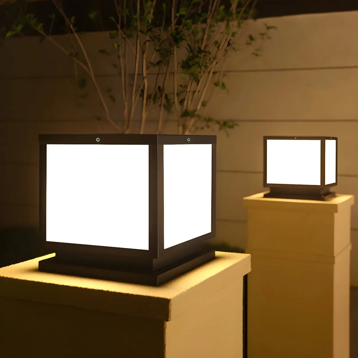 Classical Cube Metal Outdoor LED Pathway Table Lamp Image - 6