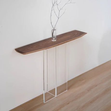 Clear Acrylic Legs Wood Standard Height Console Table Image - 1