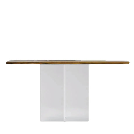 Clear Acrylic Legs Wood Standard Height Console Table Image - 2