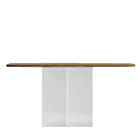 Clear Acrylic Legs Wood Standard Height Console Table Image - 2