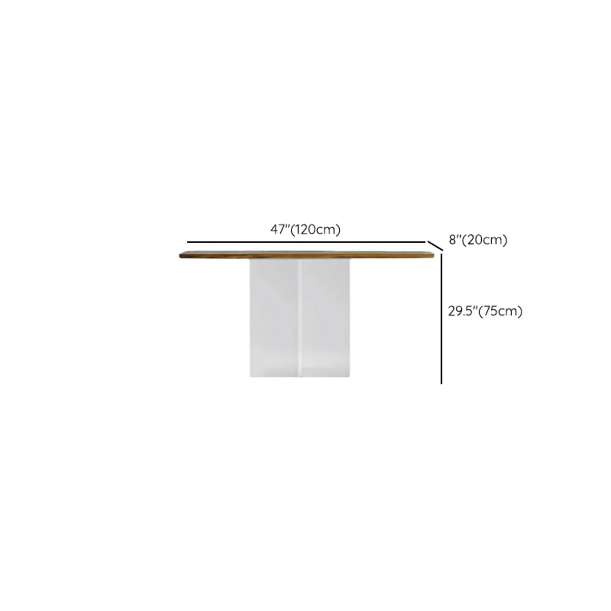 Clear Acrylic Legs Wood Standard Height Console Table 