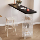 Clear Acrylic Shelves Black Rectangular Slate Bar Table Image - 1