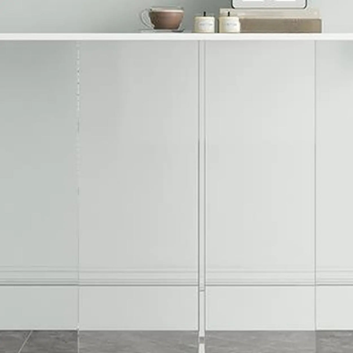 Clear Base Rectangular Marble Top Hallway Console Table Image - 10