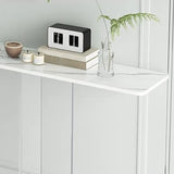 Clear Base Rectangular Marble Top Hallway Console Table Image - 12
