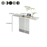 Clear Base Rectangular Marble Top Hallway Console Table Image - 15