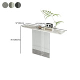 Clear Base Rectangular Marble Top Hallway Console Table Image - 16