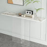 Clear Base Rectangular Marble Top Hallway Console Table Image - 2
