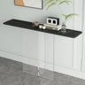 Clear Base Rectangular Marble Top Hallway Console Table Image - 3