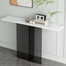 Clear Base Rectangular Marble Top Hallway Console Table Image - 7