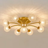 Clear Crystal Balls Gold Semi-Flush Mount Light 9-Light Image - 15