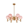 Clear Glass Pink Cluster Dining Room Bubble Chandelier Image - 9