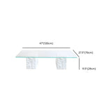 Clear Glass White Double Pedestal Base Coffee Table #size