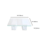 Clear Glass White Double Pedestal Base Coffee Table Image - 9