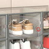 Clear Plastic Stackable Entryway Black Shoe Storage Box Image - 11