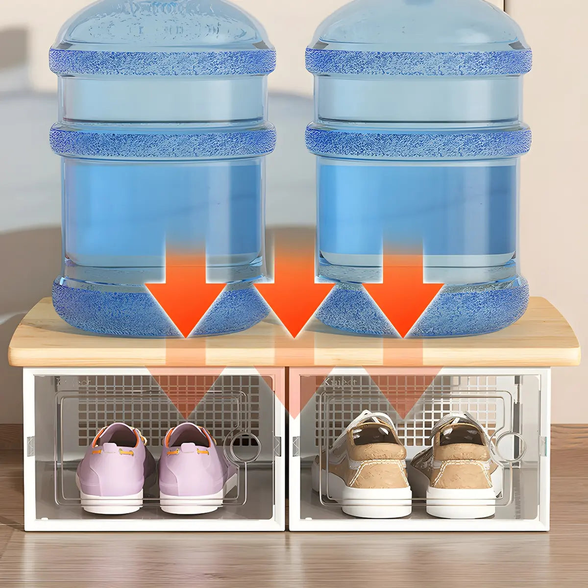Clear Plastic Stackable Entryway Black Shoe Storage Box Image - 13