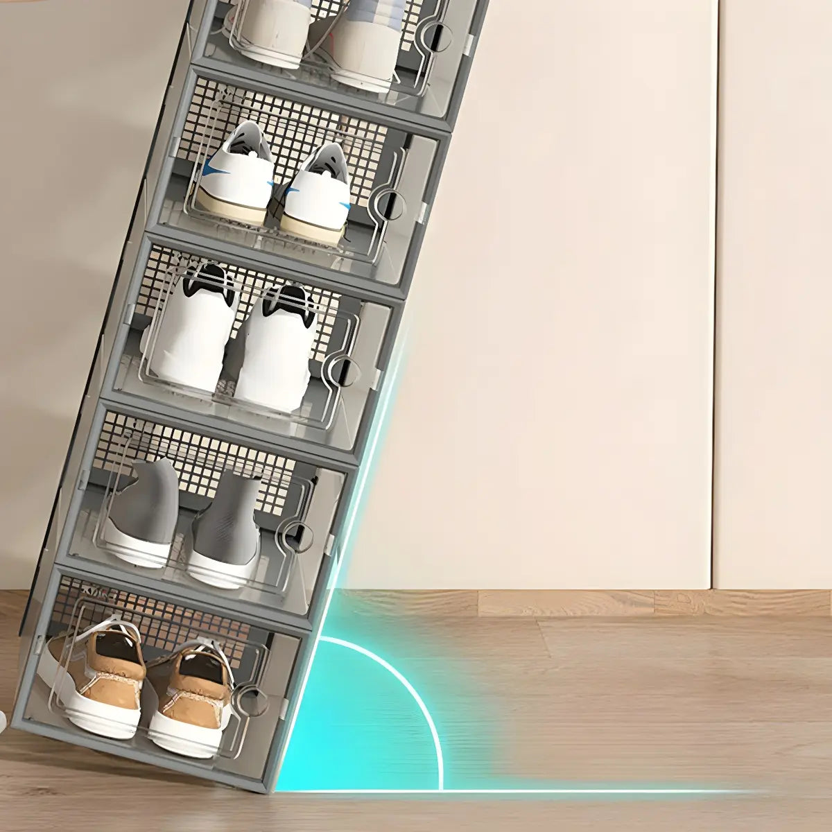 Clear Plastic Stackable Entryway Black Shoe Storage Box Image - 14