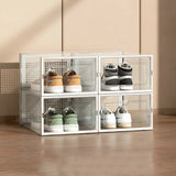 Clear Plastic Stackable Entryway Black Shoe Storage Box Image - 16