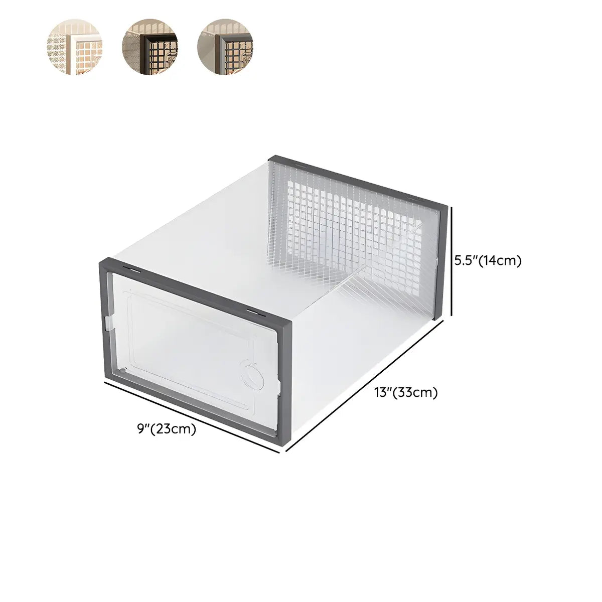 Clear Plastic Stackable Entryway Black Shoe Storage Box 