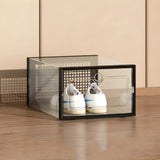 Clear Plastic Stackable Entryway Black Shoe Storage Box Image - 2