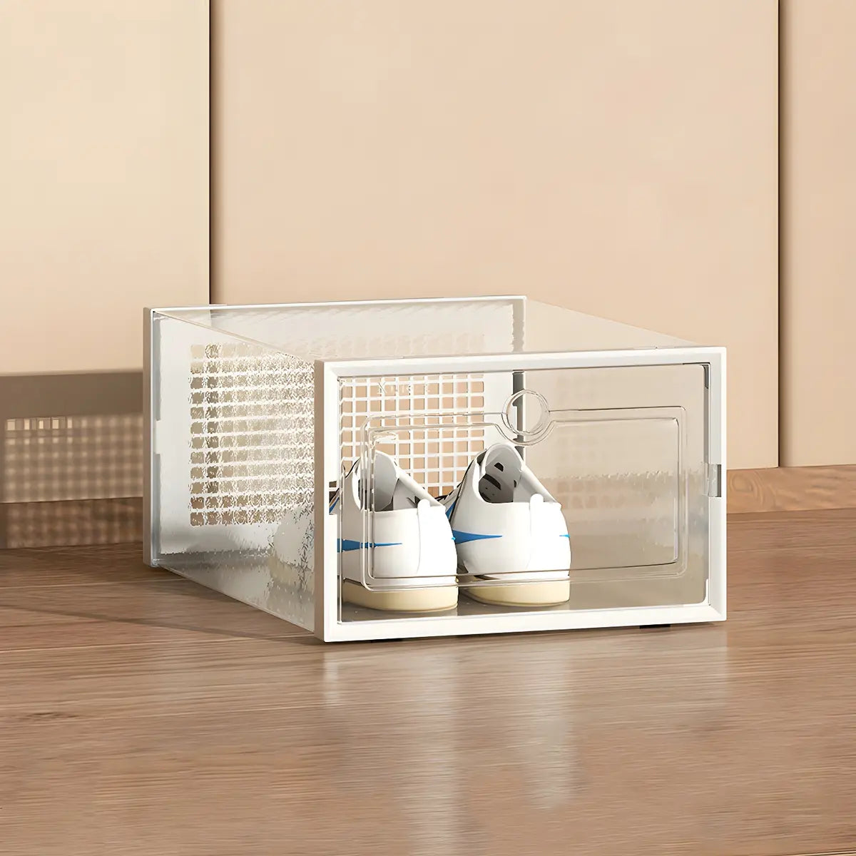 Clear Plastic Stackable Entryway Black Shoe Storage Box Image - 3