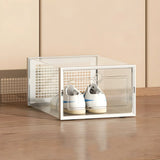 Clear Plastic Stackable Entryway Black Shoe Storage Box Image - 3