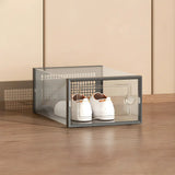 Clear Plastic Stackable Entryway Black Shoe Storage Box Image - 5