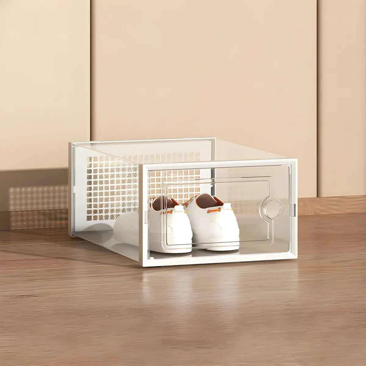 Clear Plastic Stackable Entryway Black Shoe Storage Box Image - 7