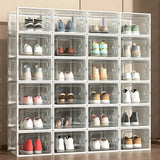 Clear Plastic Stackable Entryway Black Shoe Storage Box Image - 8