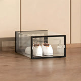 Clear Plastic Stackable Entryway Black Shoe Storage Box Image - 9