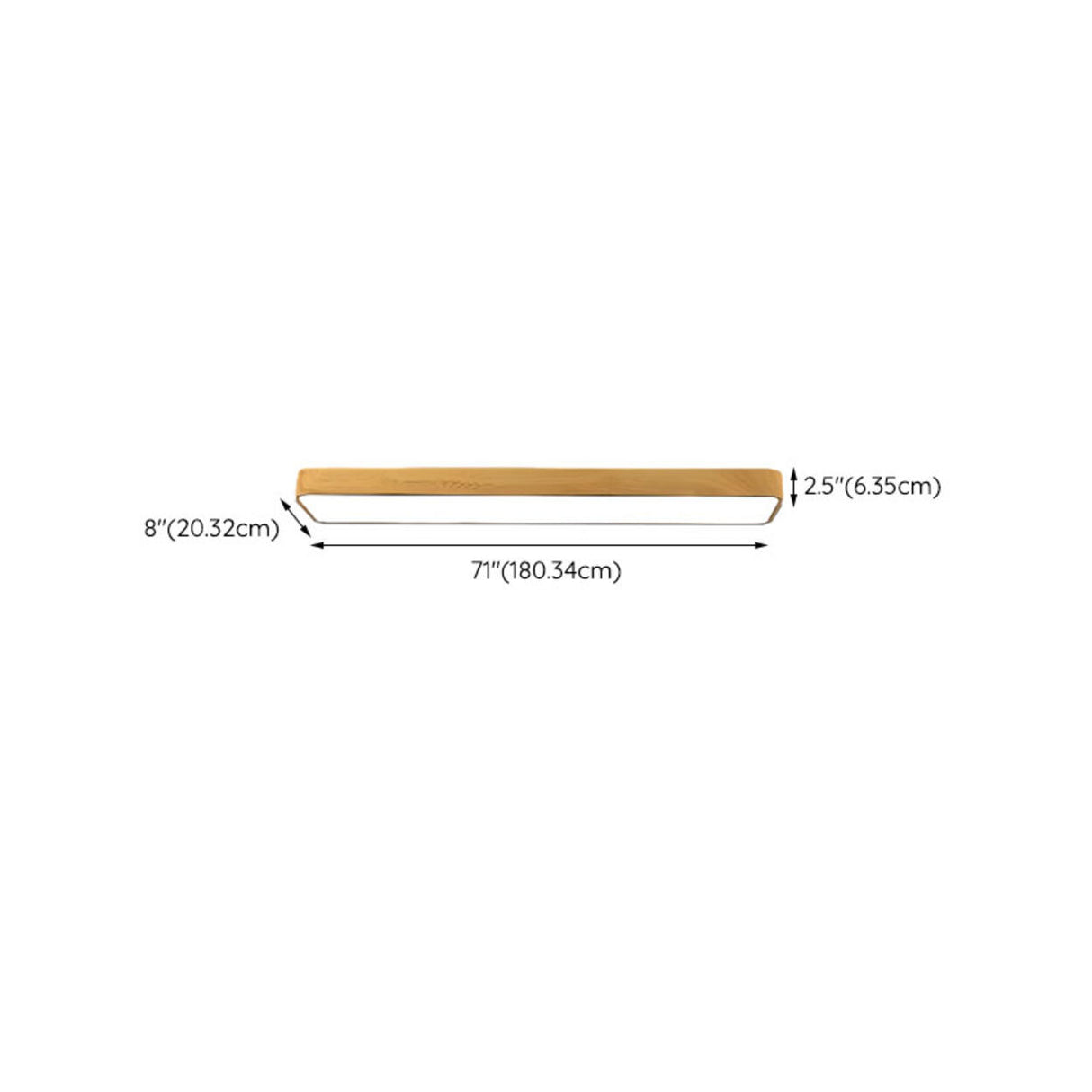 Cloakroom Wood Rectangular LED Flush Mount Ceiling Lamp Image - 12