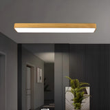 Cloakroom Wood Rectangular LED Flush Mount Ceiling Lamp Image - 2