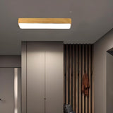 Cloakroom Wood Rectangular LED Flush Mount Ceiling Lamp Image - 4