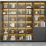 Closed Back Rectangular Wood Standard Bookshelf Black Image - 14