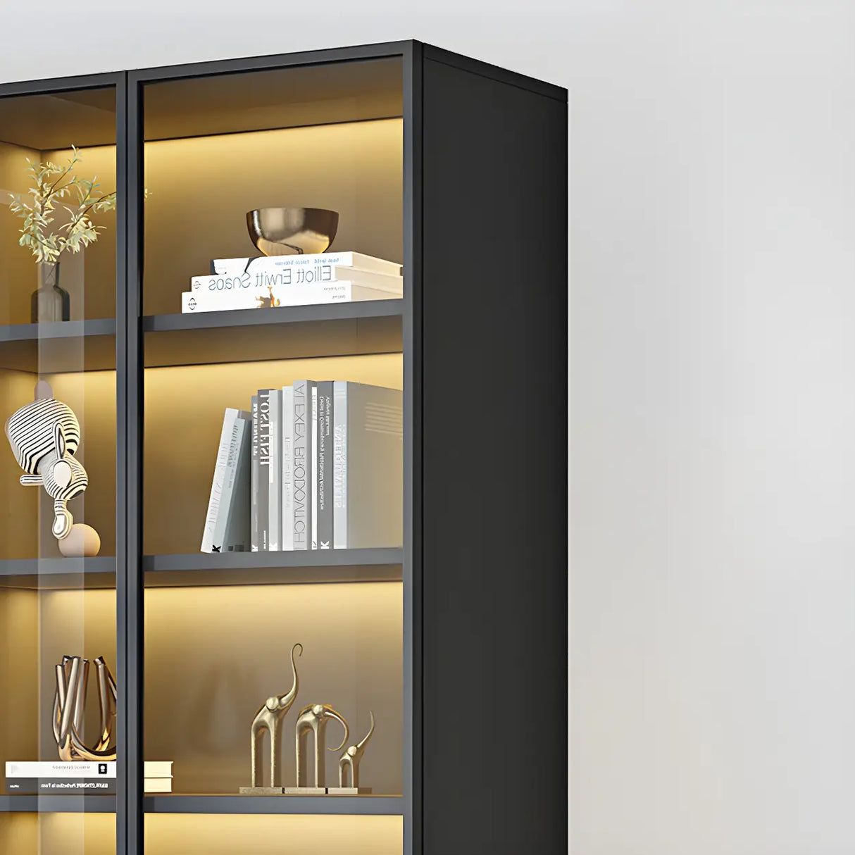 Closed Back Rectangular Wood Standard Bookshelf Black Image - 17