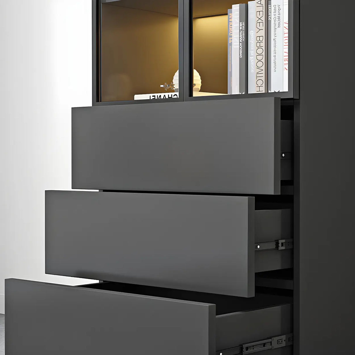 Closed Back Rectangular Wood Standard Bookshelf Black Image - 19