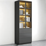 Closed Back Rectangular Wood Standard Bookshelf Black Image - 2