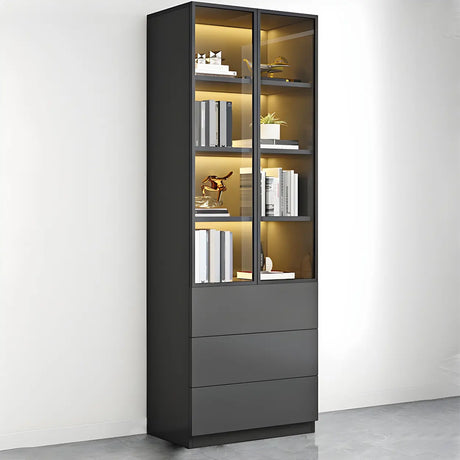 Closed Back Rectangular Wood Standard Bookshelf Black Image - 2