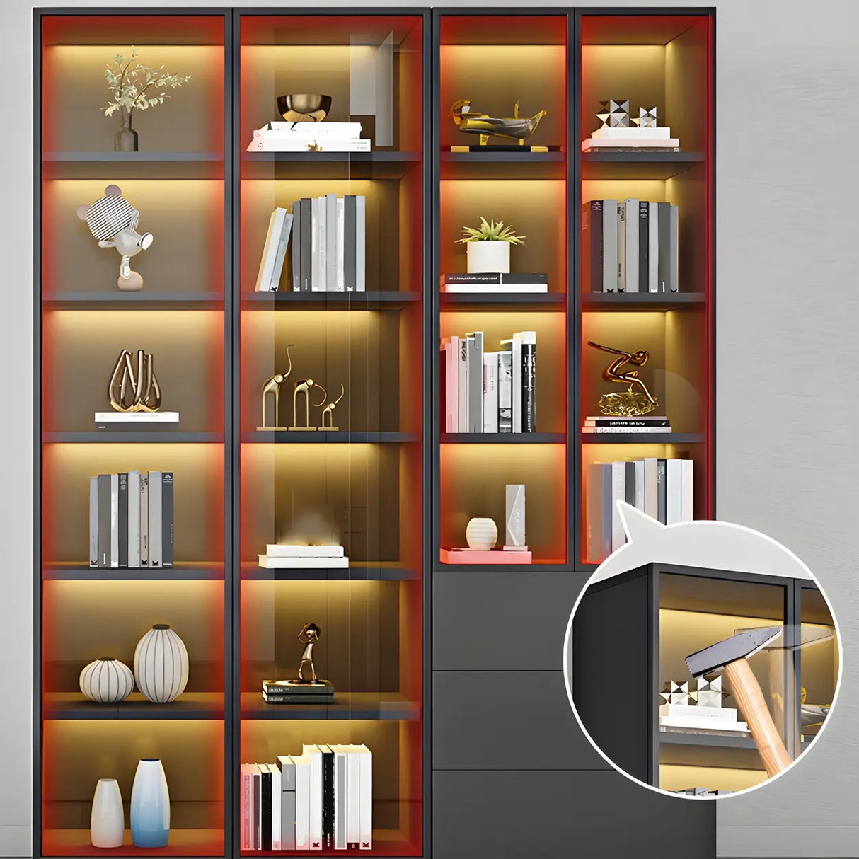 Closed Back Rectangular Wood Standard Bookshelf Black Image - 3