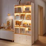 Closed Back Vertical Rustic Wooden Storage Bookcase Image - 19