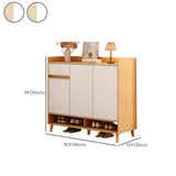 Closed Back Wood Entryway Beige Large Shoe Cabinet Image - 45