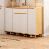 Closed Back Wood Entryway Beige Large Shoe Cabinet Image - 17