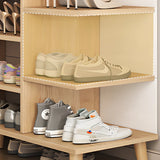 Closed Back Wood Entryway Beige Large Shoe Cabinet Image - 22