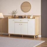 Closed Back Wood Entryway Beige Large Shoe Cabinet Image - 7
