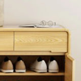 Closed Back Wood Hallway Oak Shoe Storage with Drawers Image - 8