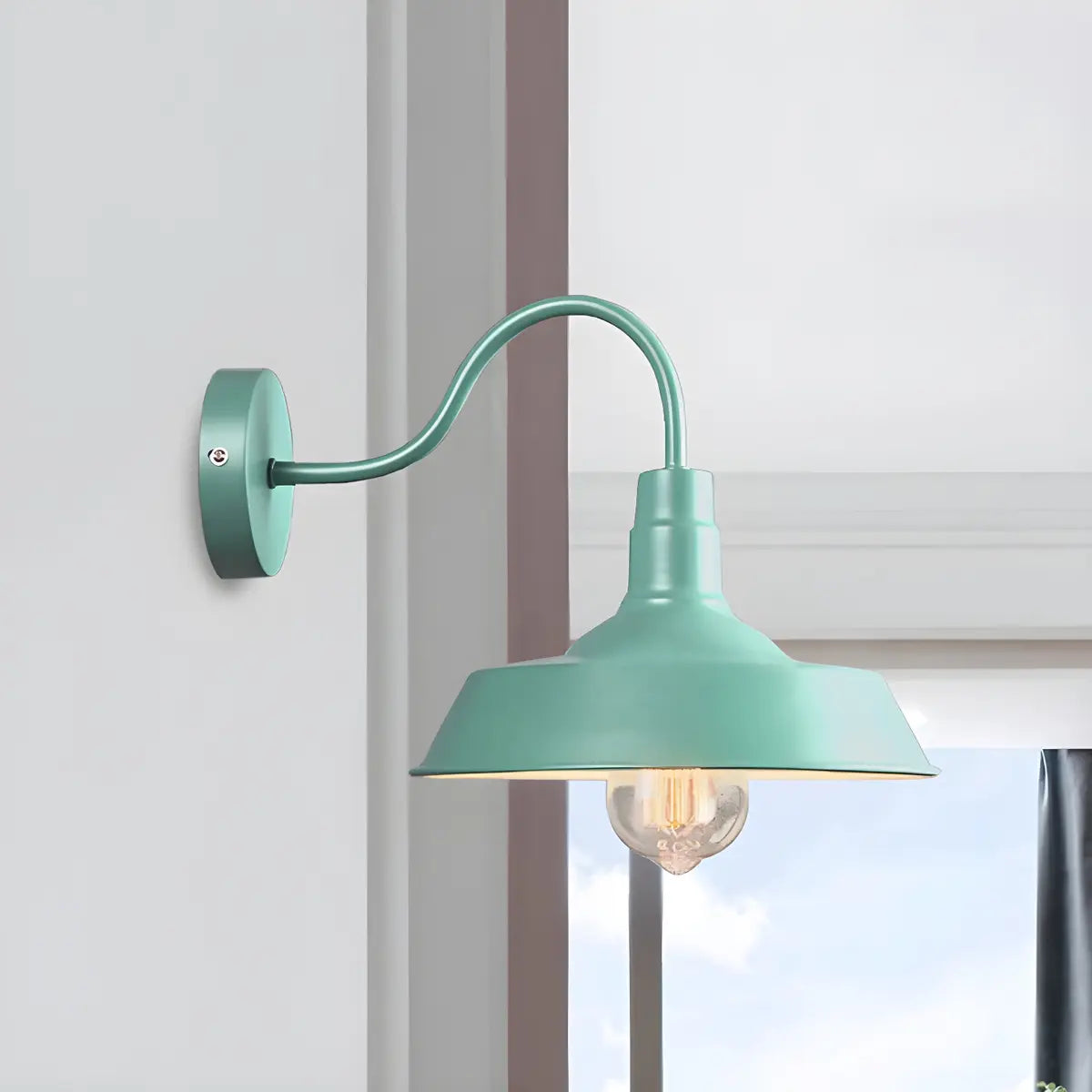 Coastal Barn Metal Bedroom Blue Reading Wall Sconce Image - 10
