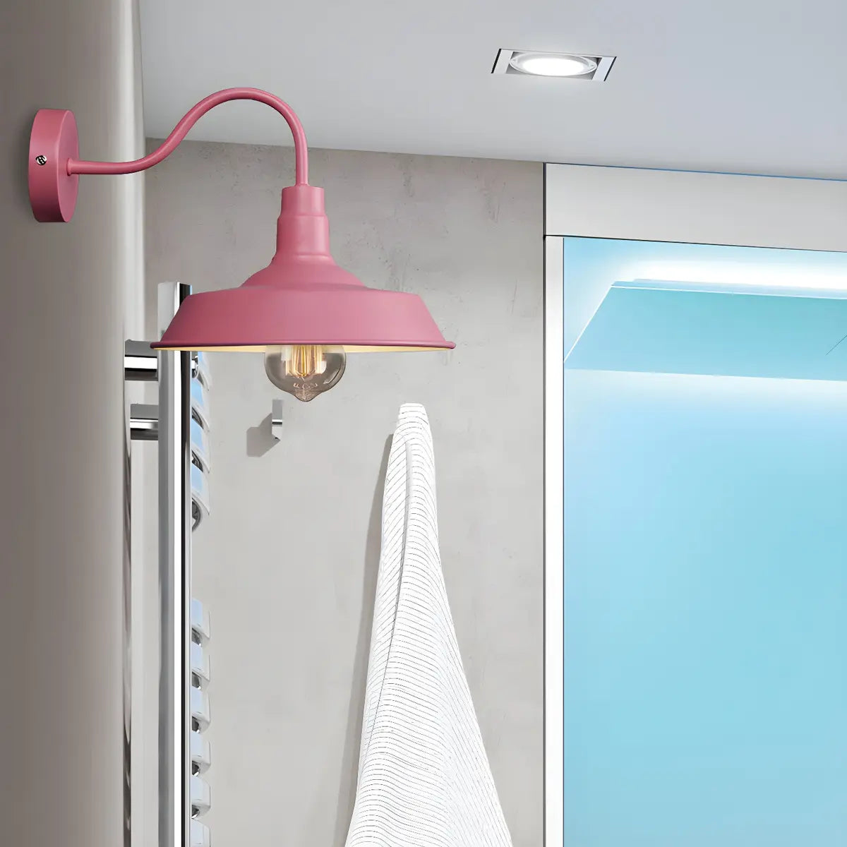 Coastal Barn Metal Bedroom Blue Reading Wall Sconce Image - 6