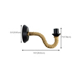 Coastal Curve Rope Metal Bedroom Black Mini Wall Sconce #size