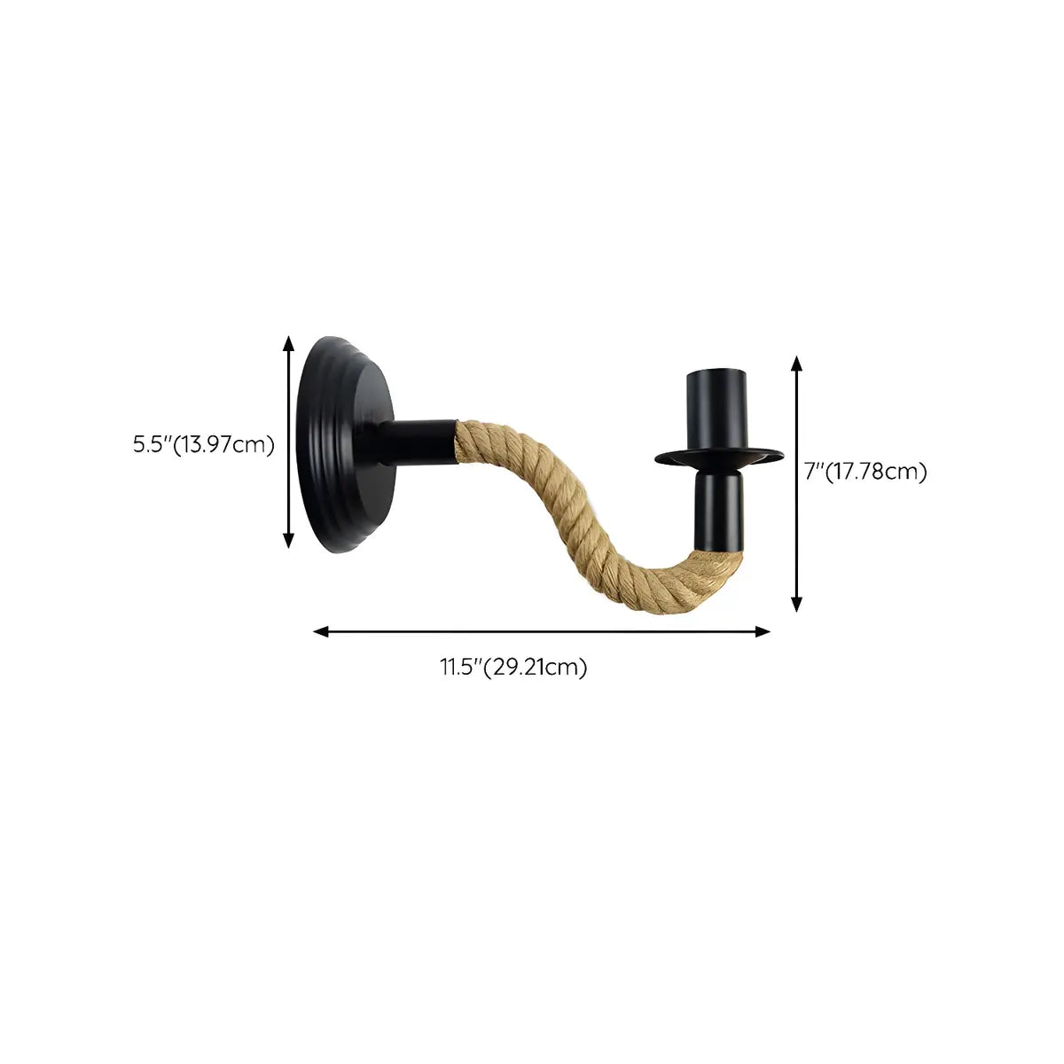 Coastal Curve Rope Metal Bedroom Black Mini Wall Sconce Image - 14